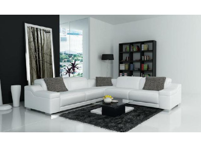 Wohnlandschaft Polster Ecke Eck Sofa mit USB Garnitur Landschaft Leder 2711D