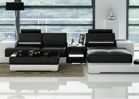 Ledersofa Ecksofa Sofa mit USB,Design Sitz Polster Garnitur Wohnlandschaft 2725B
