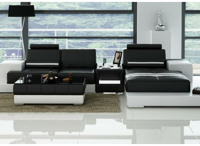 Ledersofa Ecksofa Sofa mit USB,Design Sitz Polster Garnitur Wohnlandschaft 2725B