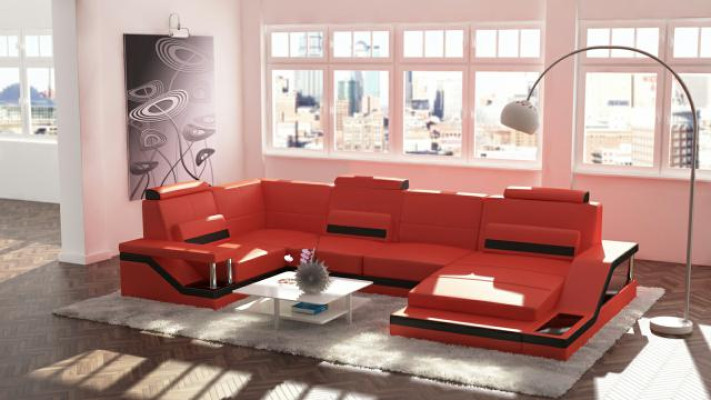 Wohnlandschaft Couch Ecke Ecksofa Garnitur Textil Stoff Leder Sofas Sofa mit USB