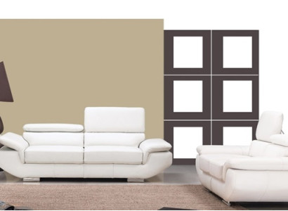 Sofagarnitur mit USB Polster Sofa Sitz Leder Garnitur 3+2 Sitzer Weilrod "Weiß"