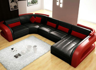 Ledersofa wohnlandschaft couch garnitur polsterecke eckcouch sofa u Form Bergamo