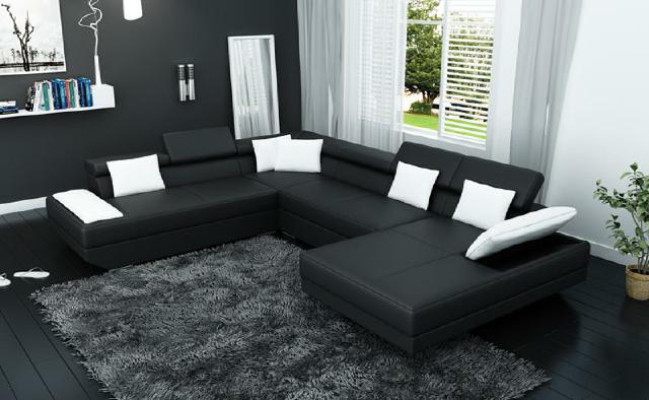 Ledersofa Sofa Couch Polster Eck Garnitur Wohnlandschaft XXL Big Ecksofa 2719D