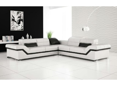 Ledersofa XXL Wohnlandschaft Couch Design Sofa mit USB Ecksofa Sofagarnitur Weiß