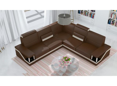 Ledersofa Eckcouch Sofa + USB Poster Eckgarnitur Sofas Stoff Leder Garnitur Neu