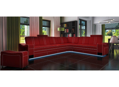 LEDERSOFA XXL WOHNLANDSCHAFT GARNITUR LEDER ECKCOUCH GARNITUR mit USB POLSTER