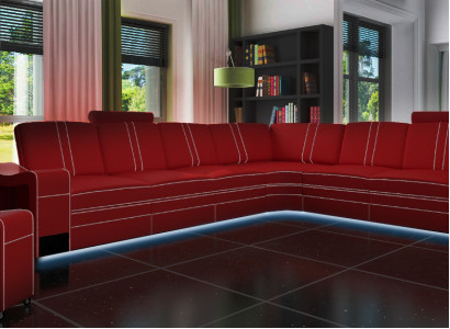 LEDERSOFA XXL WOHNLANDSCHAFT GARNITUR LEDER ECKCOUCH GARNITUR mit USB POLSTER