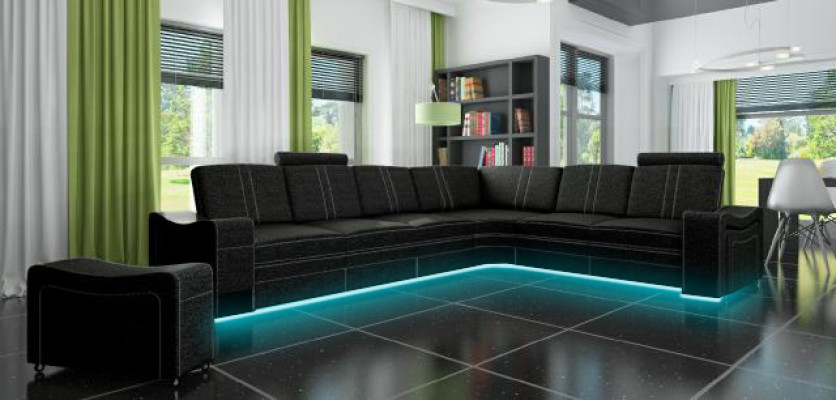 Stoffcouch Sofa Eck Wohnlandschaft Textil Polster Eckcouch Massanfertigung USB