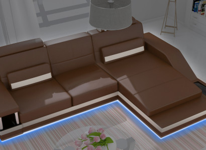 Ecksofa Wohnlandschaft Sofa +USB Eck Garnitur Leder Textil Stoff Maßanfertigung