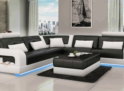 LEDERSOFA SOFA ECKCOUCH USB SOFAGARNITUR DESIGN COUCH WOHNLANDSCHAFT Nach Maß