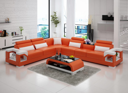 Sofa Ledersofa Couch Wohnlandschaft Eck Ecksofa Modern Design Garnitur