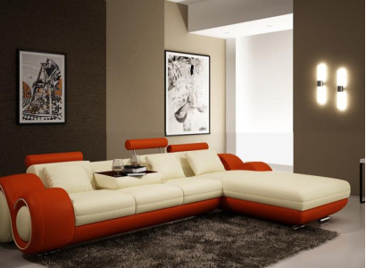 Patentiertes Design Ecksofa Sofa + USB,Polster Leder Ecke BERLINo Wohnlandschaft