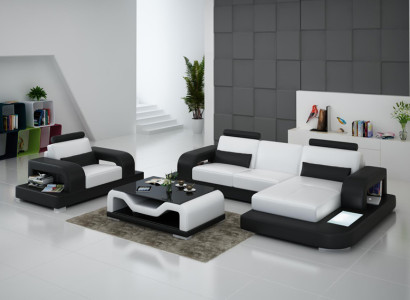 Ledersofa Couch Wohnlandschaft Eck Sessel Garnitur Design Modern Sofa