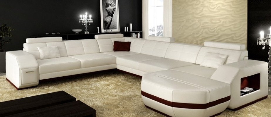 Ledersofa Ecksofa Wohnlandschaft Ecksofa Eckcouch Polster Sitz Ecke Neu USB+LED