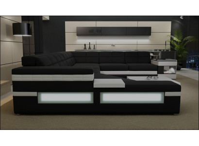 Designersofa Sofa USB Wohnlandschaft Ecksofa Wohnlandschaft Polster Couch LED