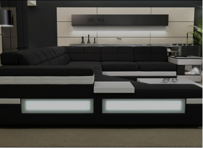 Designersofa Sofa USB Wohnlandschaft Ecksofa Wohnlandschaft Polster Couch LED