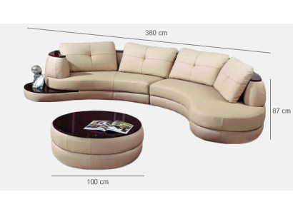 Designer Runde USB Ecksofa Wohnlandschaft Rundsofa Ledersofa Couch Sofa UForm