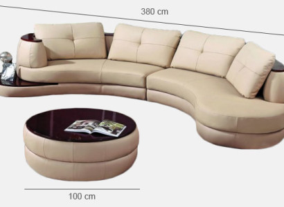 Designer Runde USB Ecksofa Wohnlandschaft Rundsofa Ledersofa Couch Sofa UForm