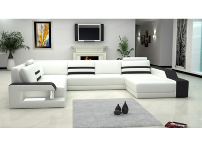 Ledersofa Sofa Couch Polster Ecksofa Big Garnitur Wohnlandschaft Sofas mit USB