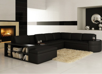 Modern Ecksofa + USB Couch Polster Leder Design Sofa Garnitur Wohnlandschaft Neu