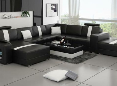 Ecksofa Polster +USB Designer Sofa Couch Modernde Sofas U Form Leder Eckgarnitur