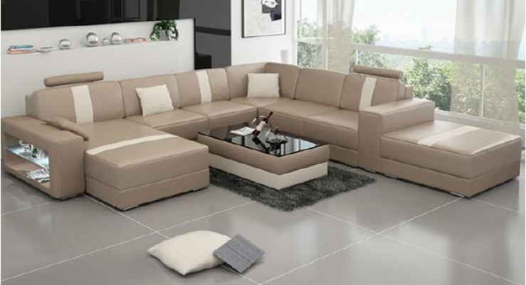 Ecksofa Polster +USB Designer Sofa Couch Modernde Sofas U Form Leder Eckgarnitur