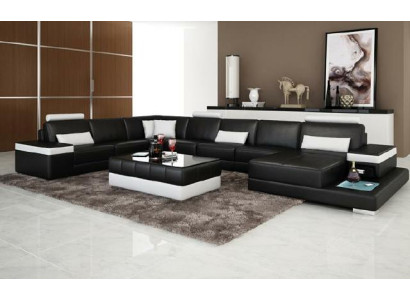 Wohnlandschaft Couch Polster Eck Garnitur Designer Ledersofa Big Sofa mit USB