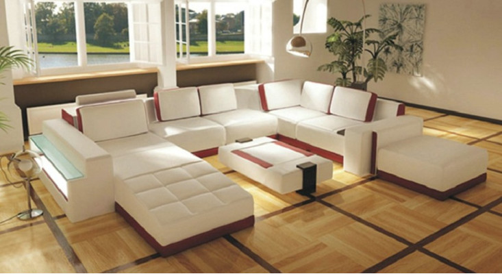 Sofa Couch Ecksofa Valentin UForm Luxus Designersofa Ledercouch LED Leder Modern