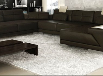 Wohnzimmer U Form Ecksofa mit USB Design Sofa Couch Polster Garnitur Ecke Braun