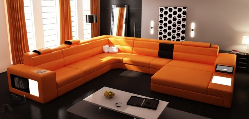 Modern Elegantes U-Form Ecksofa aus Leder für stilvolle Wohnräume Sofa