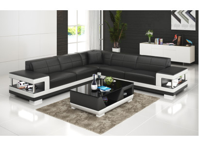 Ledersofa mit USB Wohnlandschaft Ecksofa Eck Garnitur Design Modern Sofa G8017B