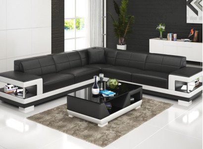 Ledersofa mit USB Wohnlandschaft Ecksofa Eck Garnitur Design Modern Sofa G8017B