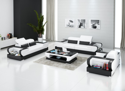 Ledersofa Couch Wohnlandschaft 3+2+1 Sitzer Garnitur Design Modern Sofa G8002D