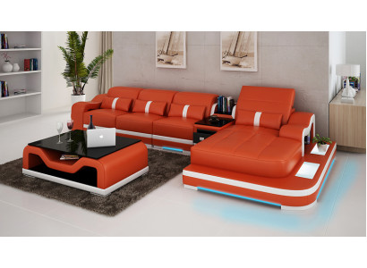 Ledersofa Couch Wohnlandschaft Ecksofa Eck Sofa Garnitur Design Modern G8027C