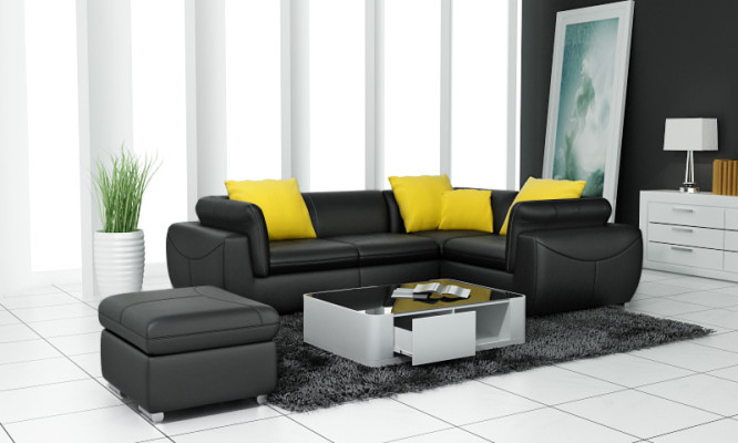 Ledersofa mit USB Wohnlandschaft Ecksofa Eck Garnitur Design Modern Sofa F3014C