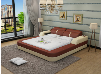 Luxus Lederbett USB Design Polsterbetten Doppel Modernes Ehe140/160/180 LB8823