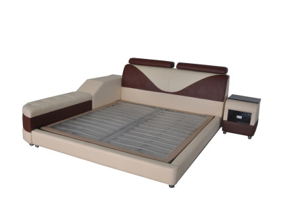 Luxus Leder Design Polster Betten mit USB Modernes Beleuchtet Ehebett designer