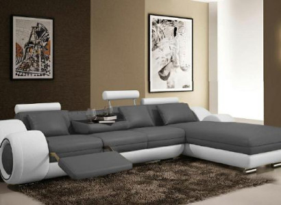 Ecksofa USB Wohnlandschaft Couch Ledersofa Sofa Garnitur Massanfertigung