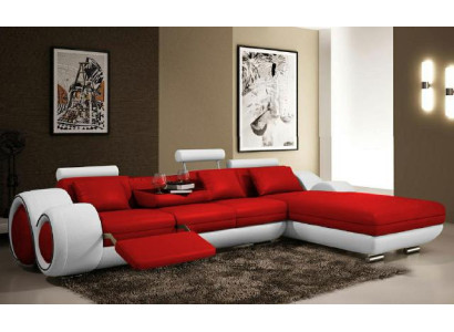 Ecksofa USB Wohnlandschaft Ledersofa Sofa Massfertigung Polster Garnitur Couch