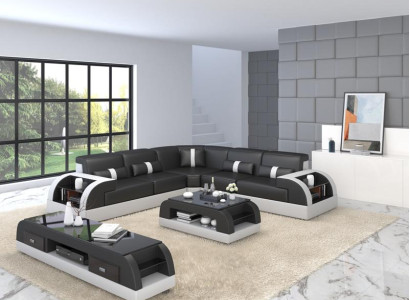 Wohnlandschaft L-Form Ecksofa Couch Design Polster Leder Garnitur Sofa Ecke Neu