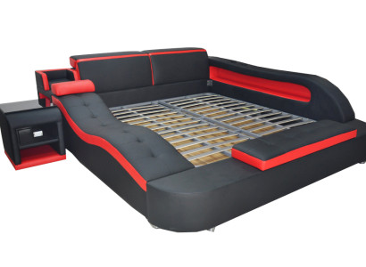 Doppel Luxus Design Leder Bett Polster Betten Moderne Hotel Multifunktion