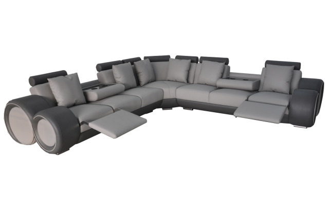Ecke Leder Modern XXL Couch Wohnlandschaft Ledersofa Sofa L-Form + USB Couch Neu