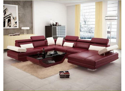 Eck Sofa mit USB Couch Wohnlandschaft Leder Couchen Polster Ecke Sitz Garnitur