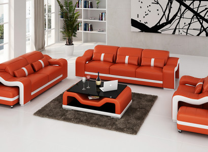 Ledersofa Couch Wohnlandschaft 3+2+1 Sitzer Garnitur Sofagarnitur Sofa