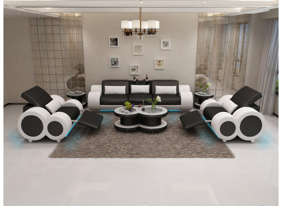 Ledersofa Couch Sofagarnitur Neu 3+1+1 Sitzer Garnitur Design Modern Sofa