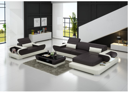 Design XXL Big Sofa Ecksofa mit USB Ledersofa Couch Polster Ecke Wohnlandschaft