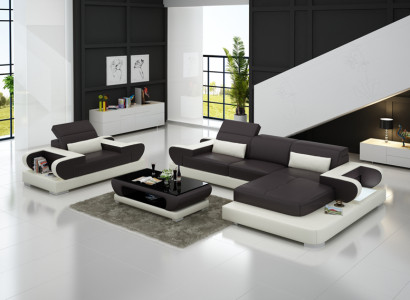 Design XXL Big Sofa Ecksofa mit USB Ledersofa Couch Polster Ecke Wohnlandschaft