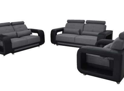 Sofa mit USB Garnitur Couch Polster Design Sitz Komplett Set Leder Stoff Neu
