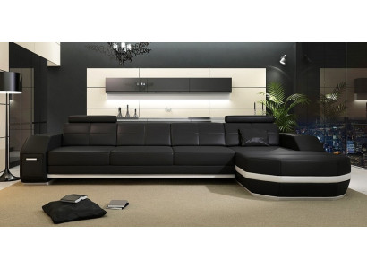 Ecksofa USB + LED Sofa Wohnlandschaft U Form Polster Couch Ledersofa Stoff Leder