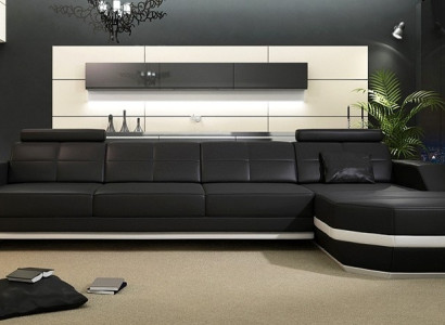 Ecksofa USB + LED Sofa Wohnlandschaft U Form Polster Couch Ledersofa Stoff Leder